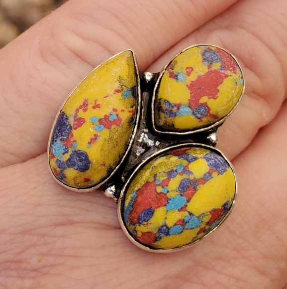 New Mosaic Balloon Jasper 925 Silver Ring. - Picture 2 of 12